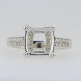 14K White Gold Semi Mount Ring Setting Cushion CU 10X10mm - Syzjewelry